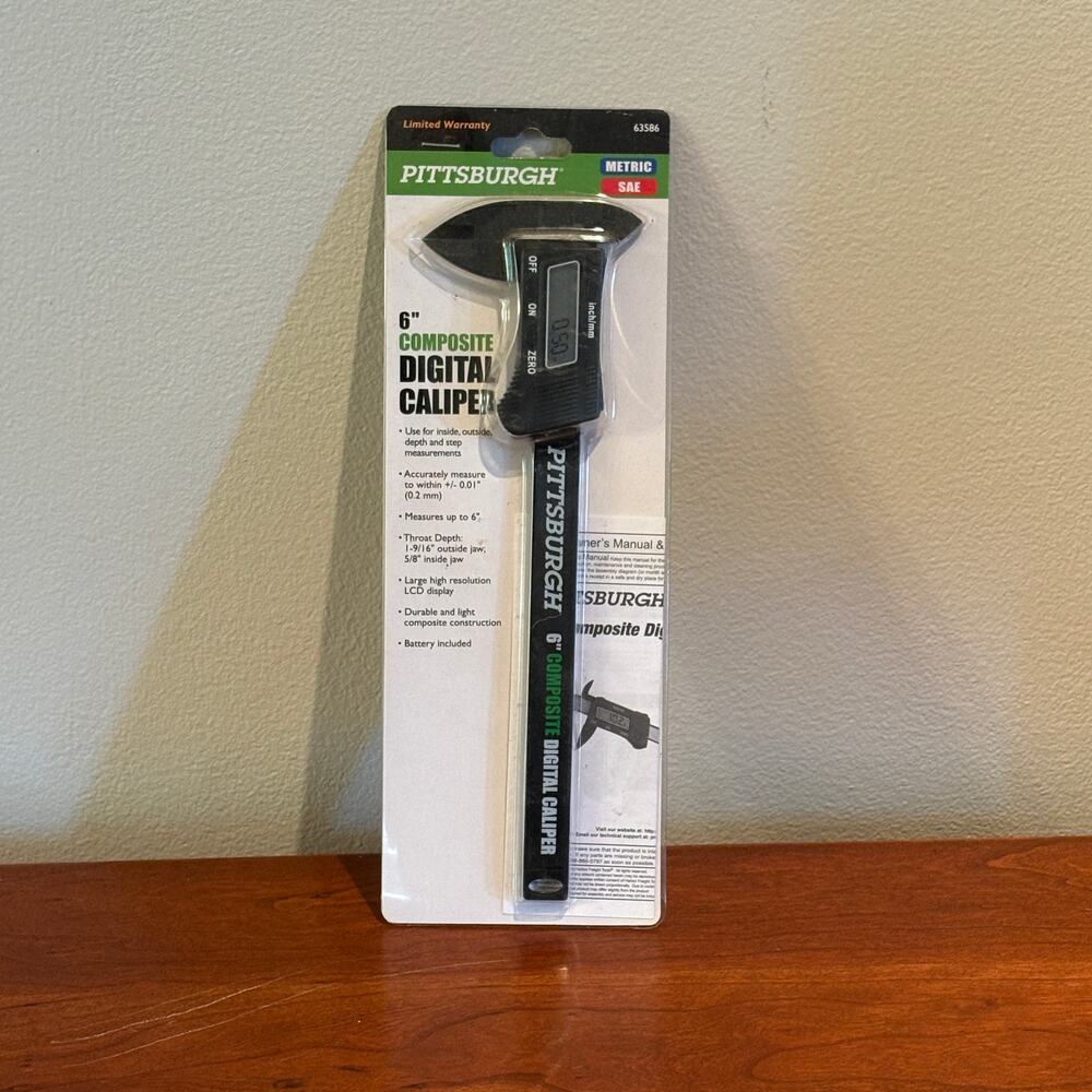 Pittsburgh 6" Composite Digital Caliper 63586 SAE Metric New Sealed